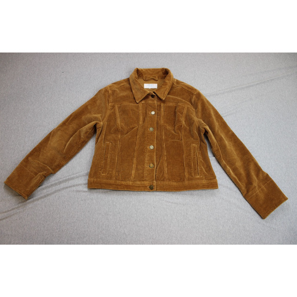 Time and Tru Jacket Womens Large Caramel Cotton Stretch Long Sleeve Button Front - Picture 1 of 8